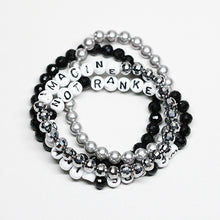 Load image into Gallery viewer, Gloria Steinem We Are Linked Not Ranked Bracelet (Black)